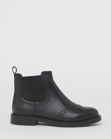 Samanatha Leather Chelsea Boot With Brogue Detailing - Extra Wide Fit (EEE)