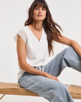 Pure Cotton Lace Insert Vest