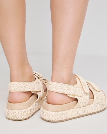 Simply Be Nyra Raffia Chunky Footbed Sandals - Extra Wide Fit (EEE)