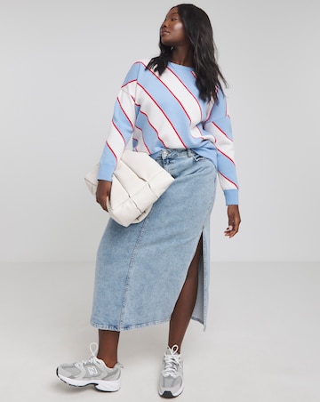 Blue and White Diagonal Stripe Jumper