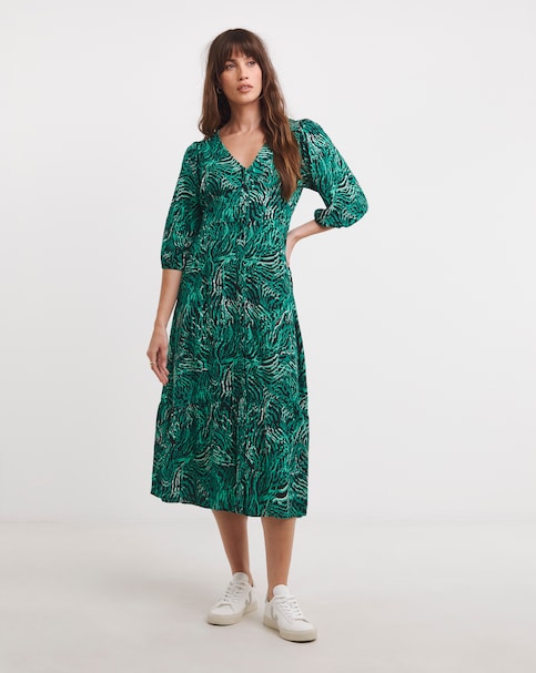 Button Through Midi Tea Dress
