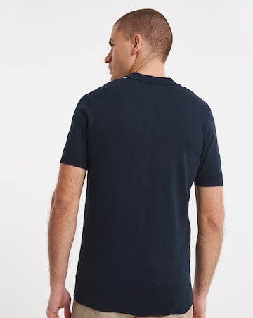 Stripe Open Neck Knitted Polo