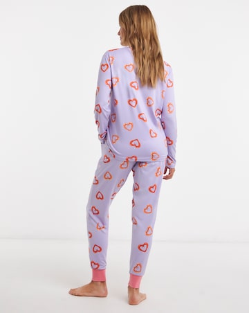Chelsea Peers Classic Crew Neck Pyjama Set Shrimp Heart Print