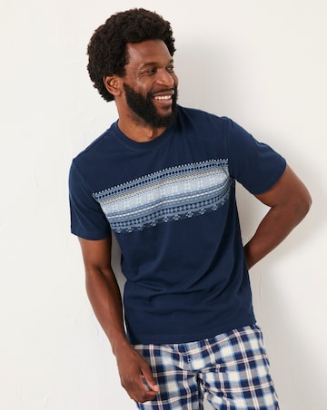FatFace Jacquard T-Shirt (Regular & Tall) - Navy