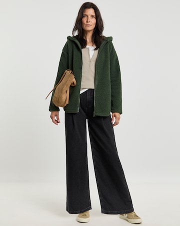 Borg Longline Zip Through Hoodie