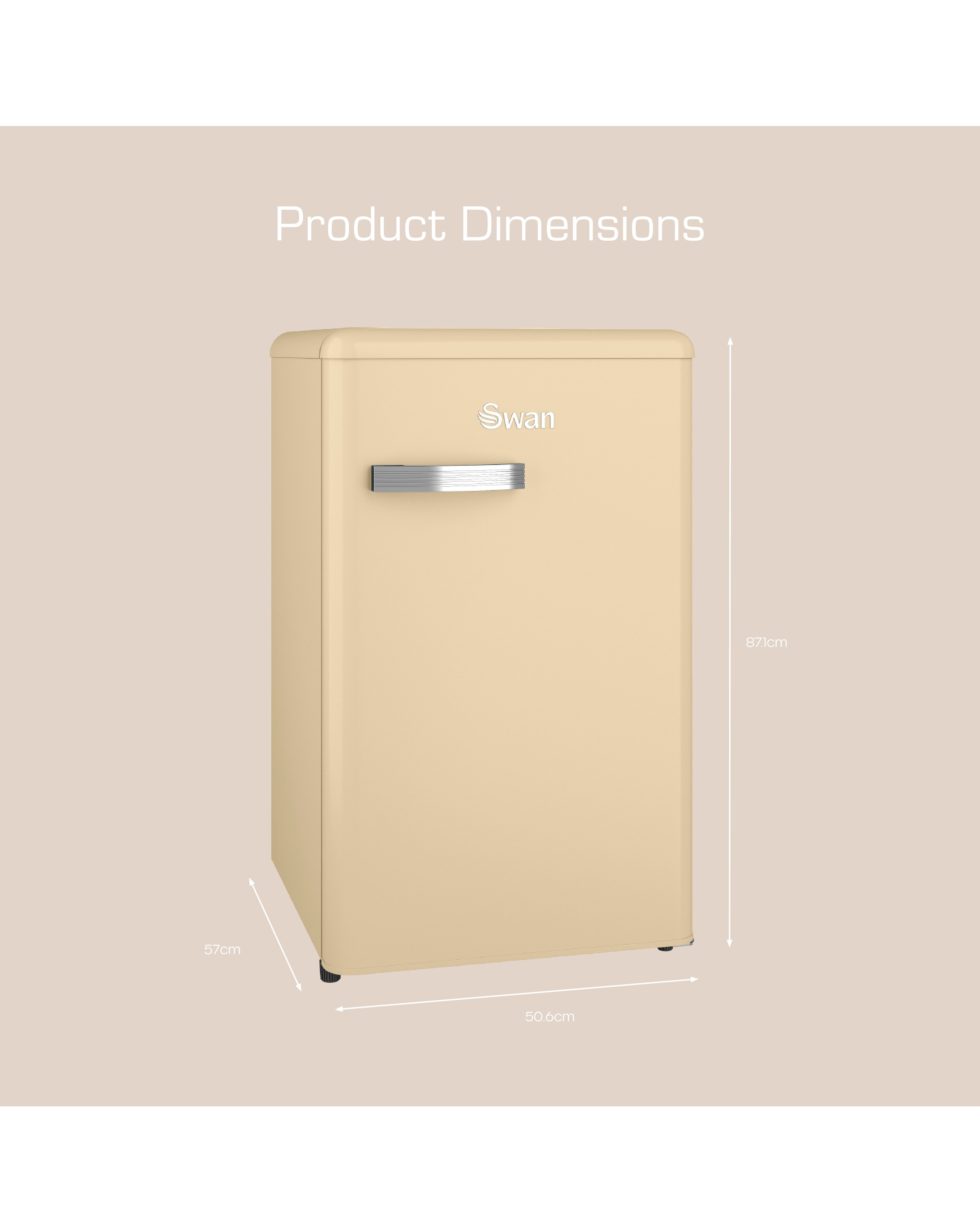 Swan SR11035CNE Retro Under Counter Fridge 90L - Cream | Ambrose