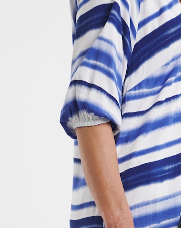 Tie Dye Kaftan Button Through Shirt Dress With Side Slits