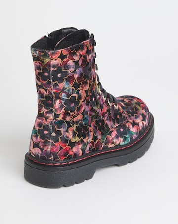 Heavenly Feet Justina Lace Up Chunky Boot Ex Wide Fit