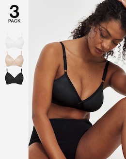 Pretty Secrets (3 Pack) Full Cup Non Wired Bras (B-E Black/White/Almond