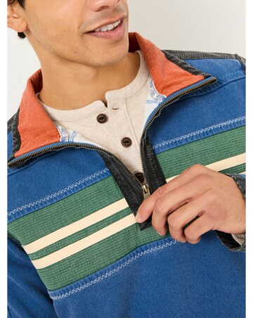 Fatface Airlie Chest Stripe Sweatshirt - Denim Blue