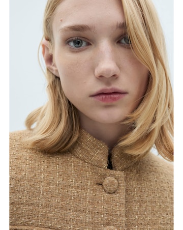 Mango Tweed Jacket with Stand Up Collar