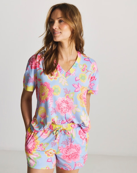 Figleaves V-Neck Pyjama Short Set Floral Print
