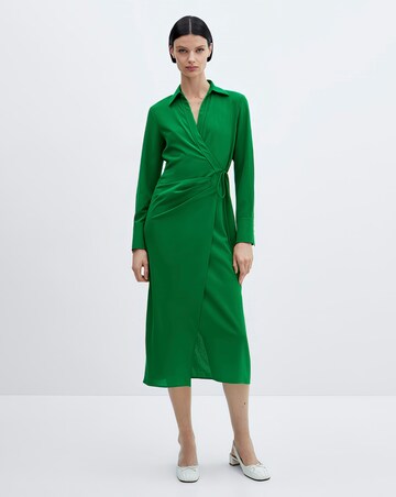 Mango Green Wrap Front Bilma Midi Dress