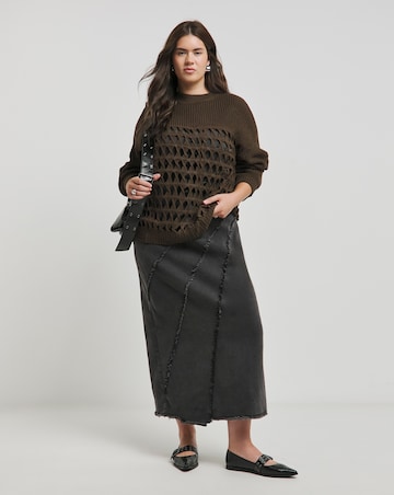 Native Youth Contrast Open Knit Oversized Jumper