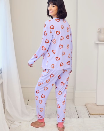 Chelsea Peers Classic Crew Neck Pyjama Set Shrimp Heart Print