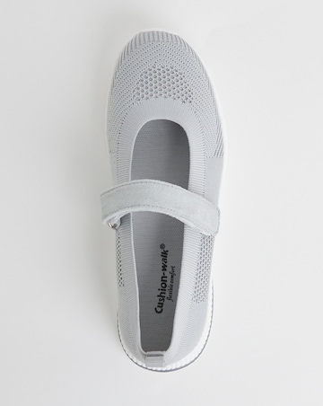 Cushion Walk Grey Mary Jane Leisure- Wide Fit (E)