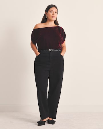 Simply Be Wine Red Velour Off The Shoulder Top