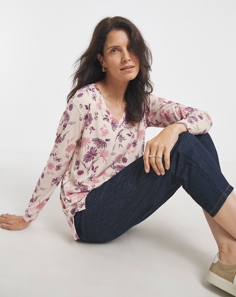 V-Neck Split Hem Slouch T-Shirt