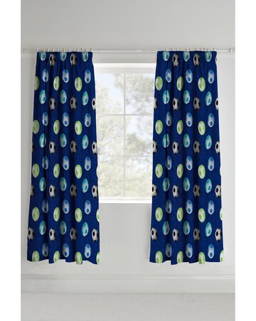 Catherine Lansfield Kids Football Lined Pencil Pleat Curtains Two Panels