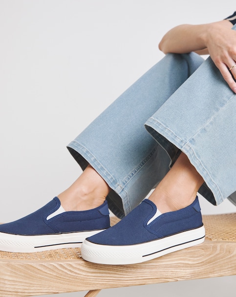 Cali Slip On Canvas Trainer - Wide Fit (E)