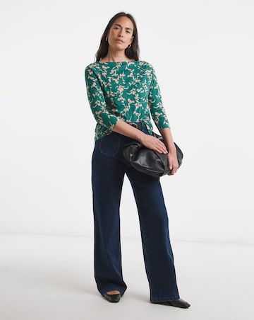 Slash Neck 3/4 Sleeve Top