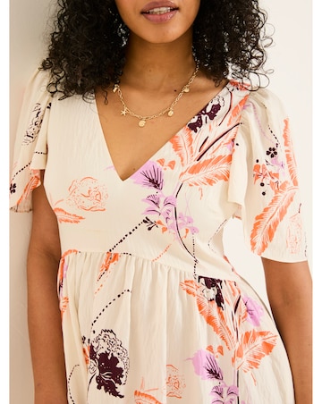 FatFace Copper & Black Marlow Flute Sleeve Dress