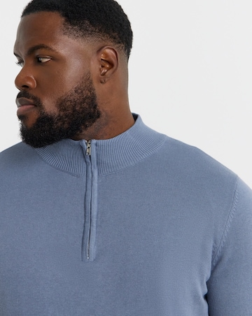 Cotton 1/4 Zip Funnel Knit Top