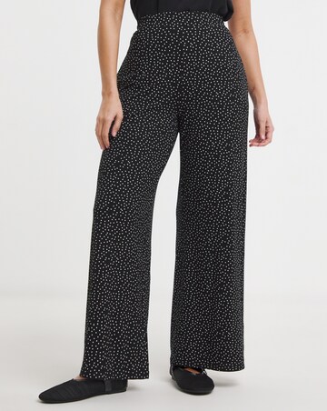 Simply Be Mono Spot Jersey Wide Leg Trouser