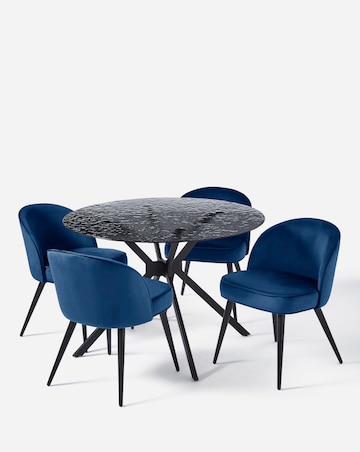 Colton Glass Dining Table with 4 Emilie Velvet Chairs