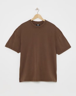 Relaxed Fit Acid Wash T-Shirt- Chestnut