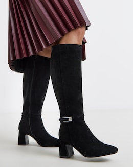 Alfie Heeled Leather Knee High Boots Trim - Extra Wide Fit (EEE) &amp; Curvy Calf