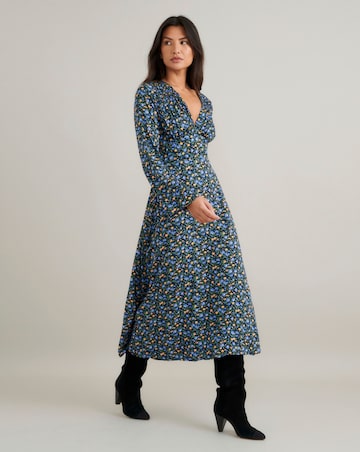 Nobody's Child Lydia Midi Dress Blue and Yellow Ditsy Floral