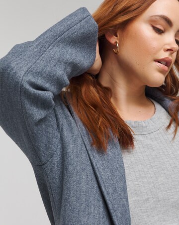 Denim Look Faux Wool Maxi Formal Coat