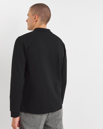 Long Sleeve Textured Jersey Polo- Black