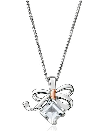 Clogau Christmas Bow Square Pendant