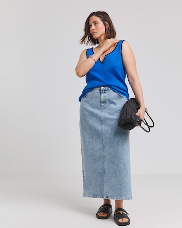 Simply Be Blue & Black Contrast Piping Tank