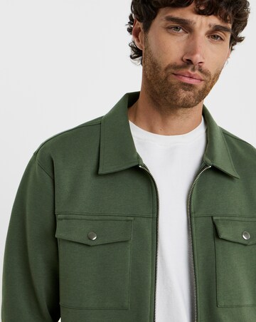 Folio Interlock Zip Shacket-Khaki