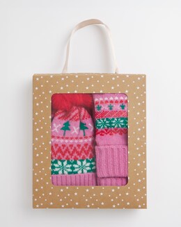 Novelty Fairisle Hat &amp; Glove Gift Set