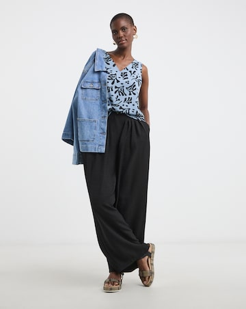 Printed V Neck Woven Vest