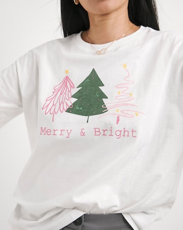 White Merry & Bright Christmas T-Shirt
