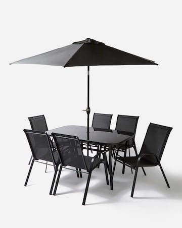 Malaga 6 Seater Dining Set with Parasol