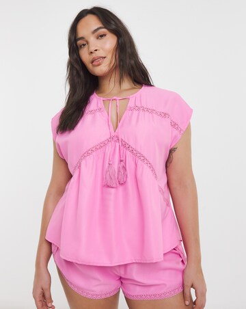 Shortie Pyjama Set With Crochet Trim