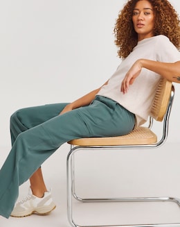 Dark Green Soft Pull On Utility Trousers