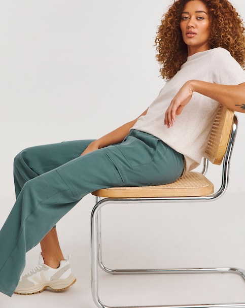Dark Green Soft Pull On Utility Trousers