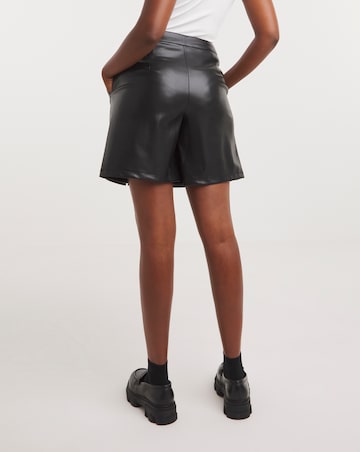 Stretch PU Zip Detail Skort