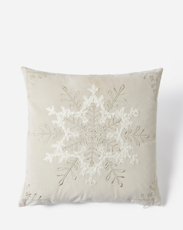 Embroidered Snowflake Velvet Cushion