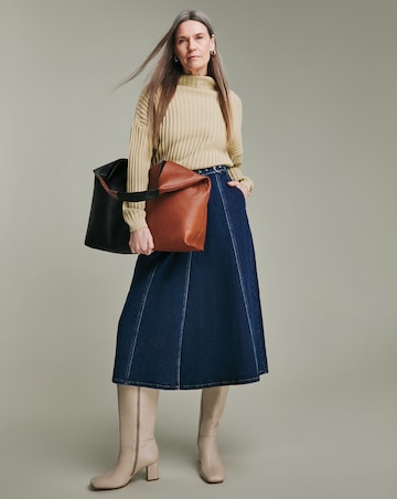 Mid Blue Wrap Midi Skirt