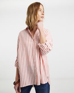 Stripe Oversized Shirt with Tab Detail