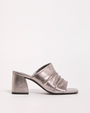 Elissa Metallic Ruched Heeled Mule Sandals - Extra Wide Fit (EEE)