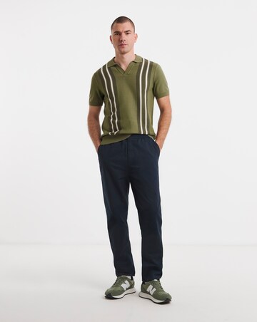 Stripe Open Neck Knitted Polo